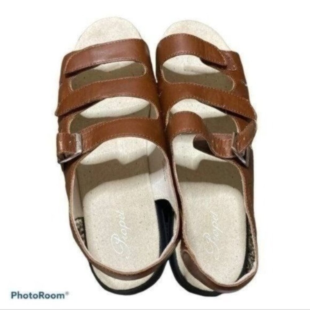 Propet Womens NWB Breeze Walker Teak Brown Sandals Size 11